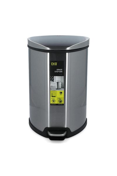 Generic EKO GrFingerprint Resistant Soft Closing Stainless Steel Step Bin Silver 9 Liter