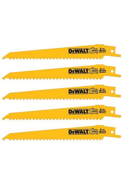 Generic DEWALT 5-Piece Reciprocating General Purpose Blade Yellow and Black 152mm DT2359-QZ