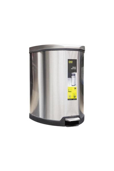 Generic EKO GrFingerprint Resistant Soft Closing Stainless Steel Step Bin Silver 9 Liter