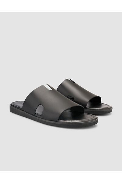 Cabani 100% Genuine Leather Black Men's Slippers
