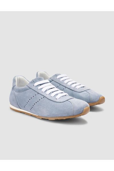 Mona Mae 100% Genuine Leather Blue Suede Women's Sports Shoes