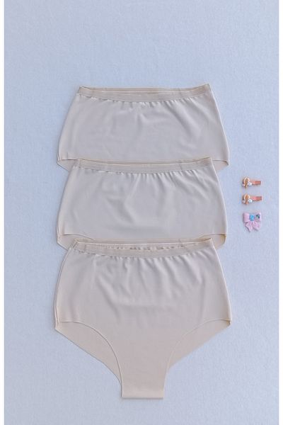 siyalife Women's High Waist 3 Pack Lycra Gathering Seamless Laser Cut No Trace Bikini Slip Panties