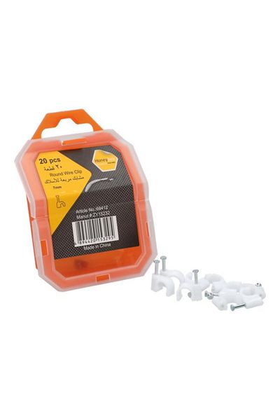 Generic HONEY BEE 20-Piece Sturdy High Quality Plastic Round Wire Clip Set White 7mm ZY15232