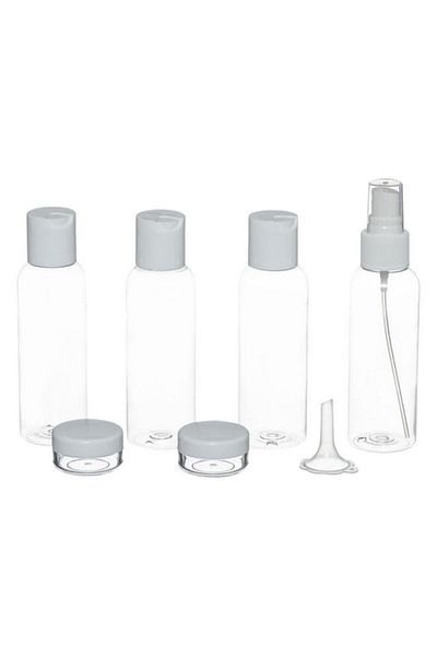 Generic Five Simply Smart 7-Piece Travel Accessories with Pouch Clear and Grey 130030A