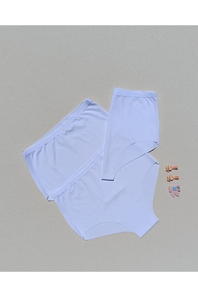 siyalife Women's High Waist 3 Pack Lycra Gathering Seamless Laser Cut No Trace Bikini Slip Panties
