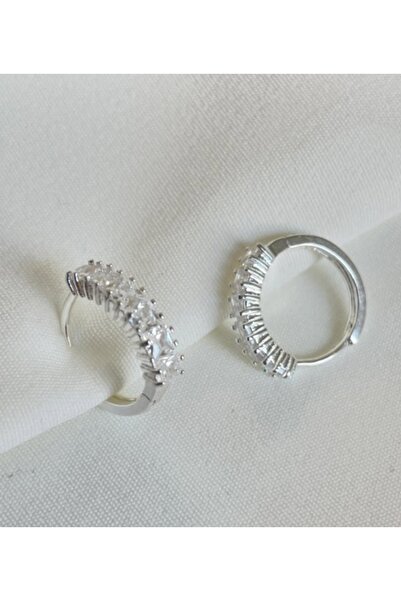 MutluBiDünya Vintage Baget Taşlı Çelik Halka Küpe