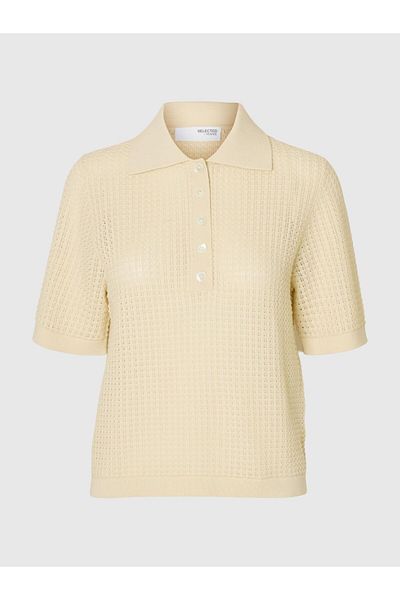 Selected Femme Polohemd aus Strick Baumwoll