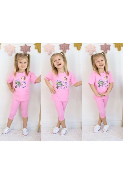 minella kids Mi̇nella Ki̇ds Girls' Double Suit Cotton Stretchy Casual Wear -2...