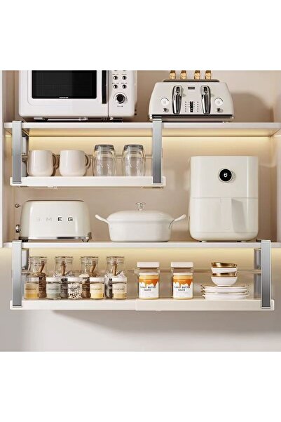 Viyogo Hanging spice rack, extendable 45.5 - 62.5 cm, metal with stainless steel, 45.5-62.5 x 22 x 16.5 cm