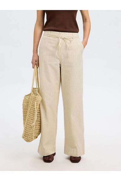 SELECTED Hose mit weitem Bein Hanfmix