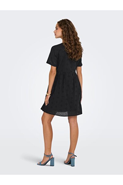 JDY Kleid Normal geschnitten V-Ausschnitt Voluminöser Armschnitt Midikleid