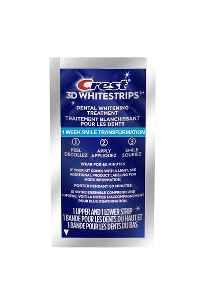 CREST Teeth Strips, Crest, 3D White, 1 Week Smile Transformation, 1 day treatment, 60 min, 1x sachet