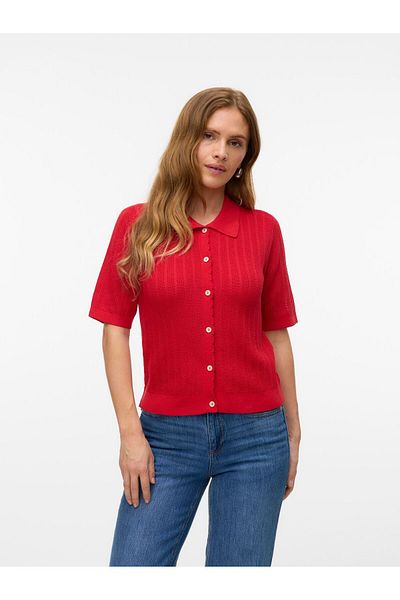 Vero Moda Strickpullover VMLUXLIGHT Gestricktes Poloshirt