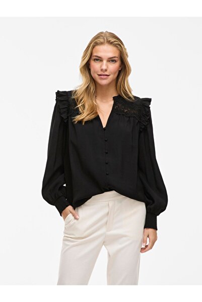 VILA Hemd VIKOMMA V-Ausschnitt