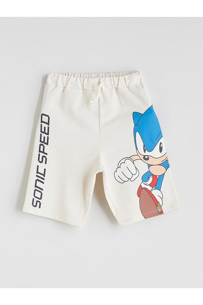 LC Waikiki Beige Elastic Waist Sonic Printed Boy's Shorts