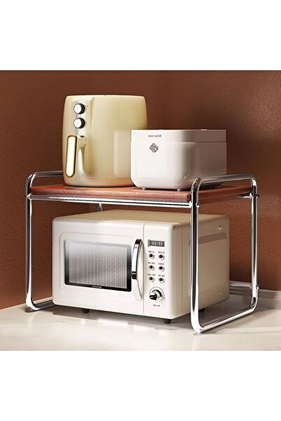 Viyogo Galvanized carbon steel microwave rack with MDF shelf, 50.5 cm x 36 cm x 48.5 cm