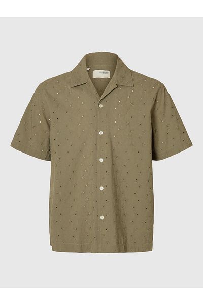 SELECTED Kurzarmhemd Broderie Anglaise