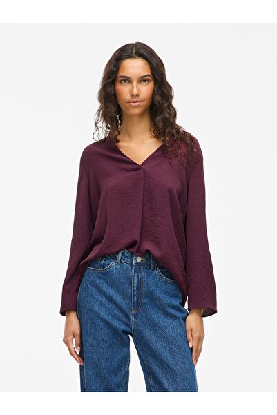 VILA Oberteil mit 3/4-Ärmeln VIJOSA V-Ausschnitt