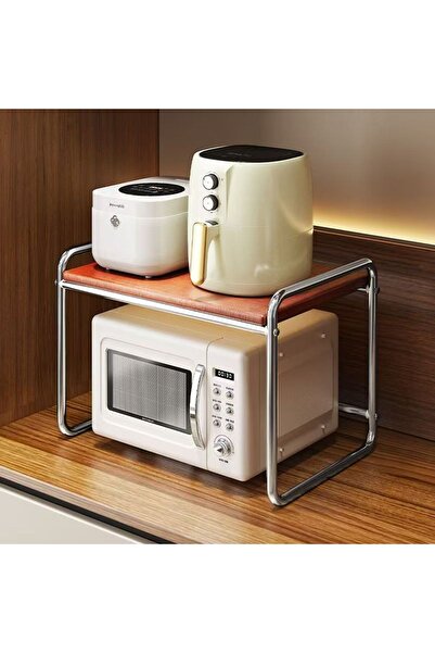 Viyogo Galvanized carbon steel microwave rack with MDF shelf, 50.5 cm x 36 cm x 48.5 cm