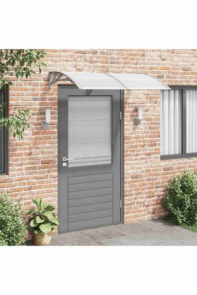 vidaxl مظلة باب من البولي كربونات رمادية مقاس 150×100 سم