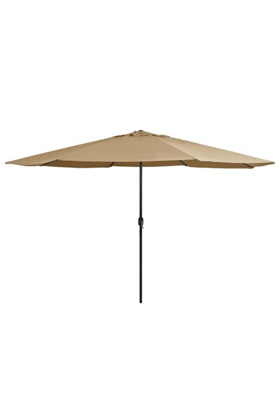vidaxl مظلة خارجية بعمود معدني 390 سم لون بني فاتح