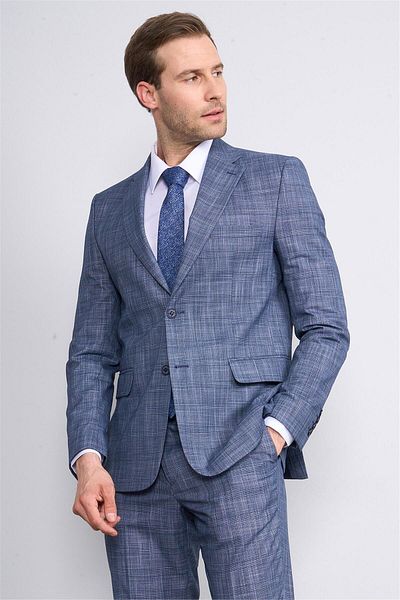 Mentality 9120 Men's Mono Collar Slim Fit Suit Navy Blue