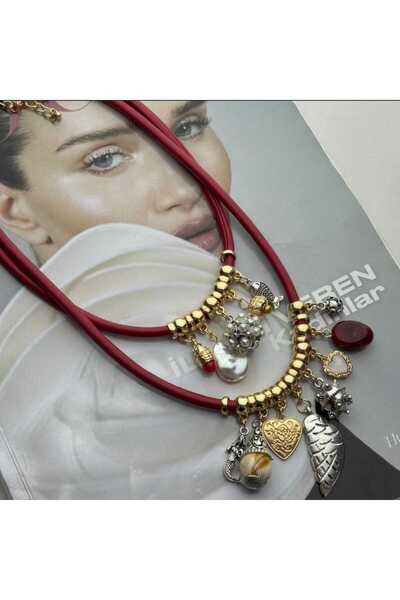 Azra Accessories قلادة سحر مزدوجة