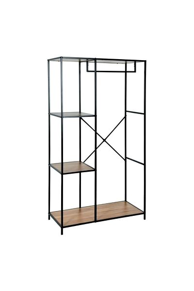 H&S collection Rafturi pentru dulap – 90x40x166,5 cm | Cadru metalic negru și blaturi din MDF | Colecția H&S