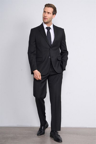 Mentality Çetinkaya 9136 Men's Swallow Collar 4 Drop Suit Black