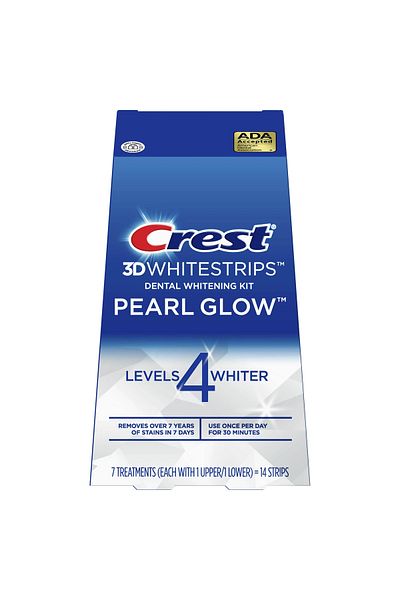 CREST Teeth Strips, Crest, 3D White, Pearl Glow, 14% Concentration, Box of 7 Envelopes, 14 Strips