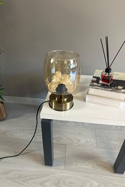 Bamyum Pearl Cam Bal Rengi Y Piramit Masa Lambası Dekoratif Masaüstü Aydınlat...