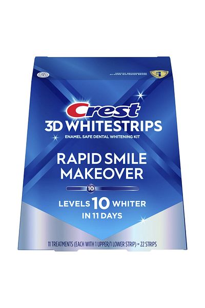 CREST Set of 11x Teeth Strips, Crest, 3D White, Rapid Smile, 10% Concentration, 14 days treatment, 45 min