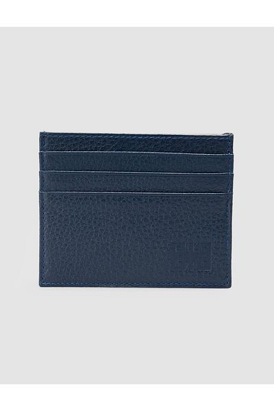Cabani 100% Genuine Leather Navy Blue Unisex Card Holder