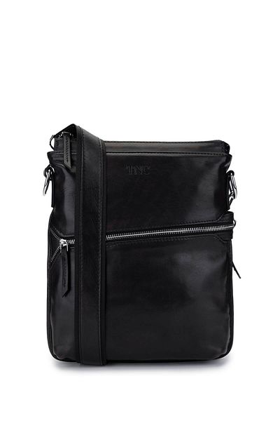 Tamer Tanca Men's Genuine Leather Black Vintage Messenger Bag