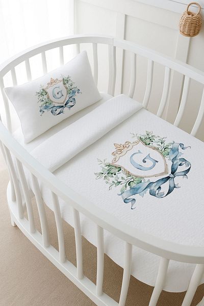 Tuğba Kuğu Pike Set - Blue Royal Series - Letter g 60 X 100 cm