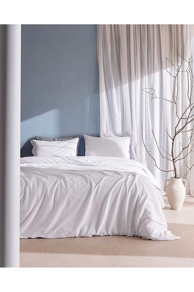 Madame Coco Marly Double 100% Cotton Combed Cotton Elastic Duvet Cover Set - White