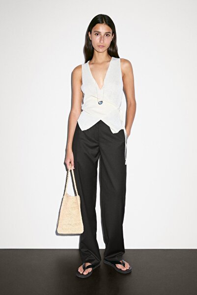 Massimo Dutti Dökümlü düşük bel straight fit pantolon