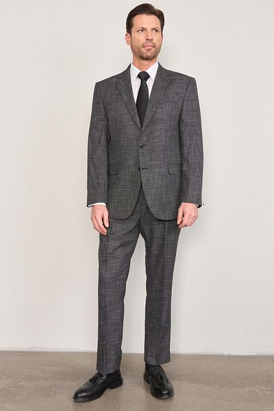 ATLIHAN Kagi Black Men's Cotton Polyester Corsica 4 Drop Classic Suit