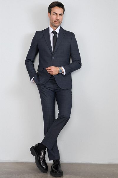 Mentality 9119 Men's Mono Collar Slim Fit Suit Dark Gray