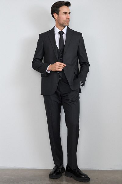 Çetinkaya Çetinkaya 9104 Men's Harry 6 Drop Vest Suit Black