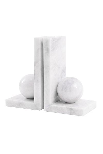 Radicaln Marble Bookends Set of 2 – White Handmade Book Stoppers for Office & Home Decor