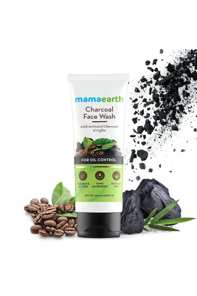 Mamaearth غسول الوجه بالفحم للتحكم في الزيوت 100 مل لتنظيف عميق والتحكم في الزيوت وبشرة صافية