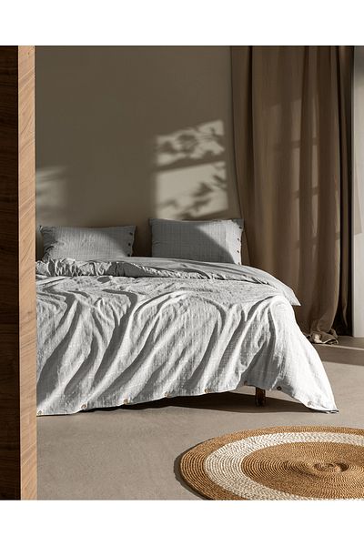 Madame Coco Lumiere Double 100% Cotton Dobby Duvet Cover Set - Light Gray