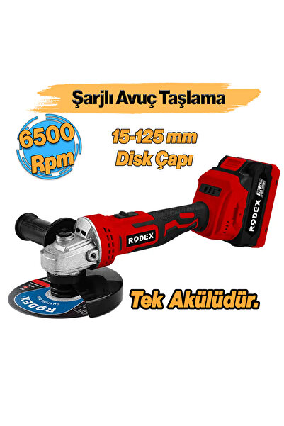 Badem10 Rodex Akülü Şarjlı Avuç Taşlama Spiral Makinesi 20 Volt 4.0 mAh 115 -...
