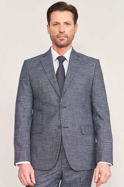 Mentality 9121 Men's Mono Collar Slim Fit Suit Light Navy Blue