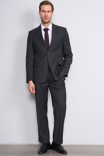 Mentality Çetinkaya 9134 Men's Swallow Collar 6 Drop Suit Light Black