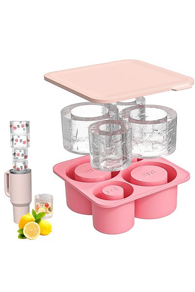 Besify Quencher Compatible 20-30-40 oz Accessory 4 Compartment Silicone Ice Mold with Lid