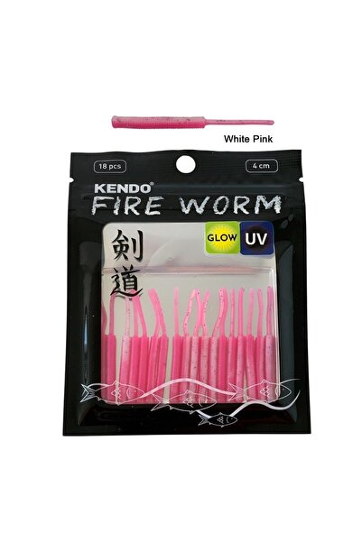 Kendo Fire Worm Lrf Silikonu 5cm (18'li Paket) Karides Kokulu White Pink