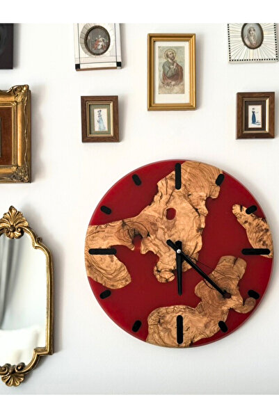 WoodUp Studio ساعة حائط وود أب سيجنتشر – أحمر