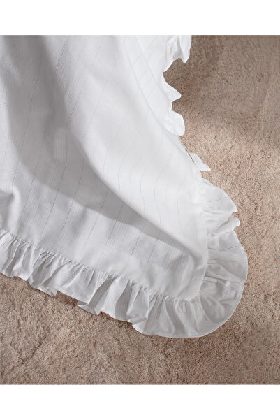 Madame Coco Julien King Size 100% Cotton Ruffle Duvet Cover Set - White